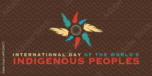 International Day of the World's Indigenous Peoples. 9th August worlds indigenous peoples day celebration cover banner with tribal village Pattern. The day is to raise awareness for their protection