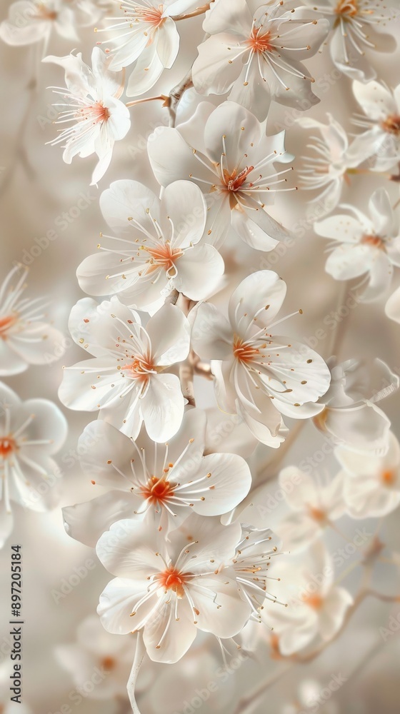 White flowers bloom in a gentle springtime breeze