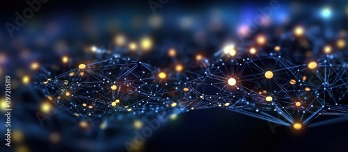 Abstract Network of Glowing Nodes and Lines