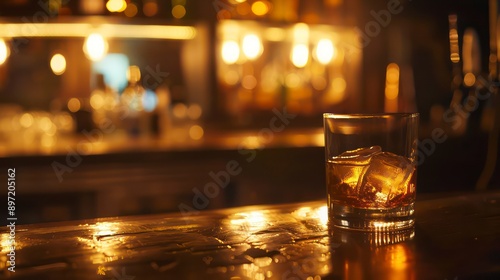 person drinking skotch in short glass in dimly lit bar, golden lighting --ar 16:9 Job ID: 485e9480-e148-4578-8f46-1d3187ec19e4