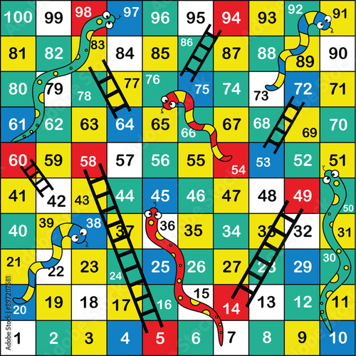 Ladder snakes game,Funny frame for children.Vector illustrations.