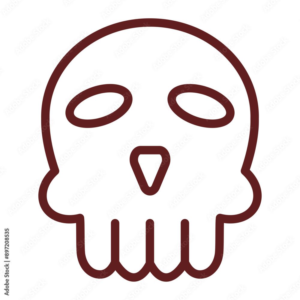 Skull Vector Line Maroon Icon Design Skull Vector Line Maroon Icon Design