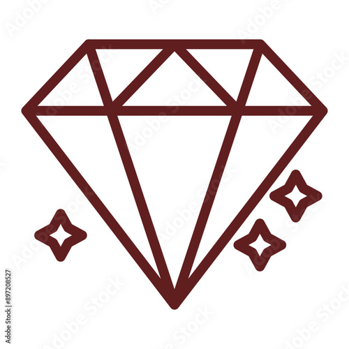 Diamond Vector Line Maroon Icon Design