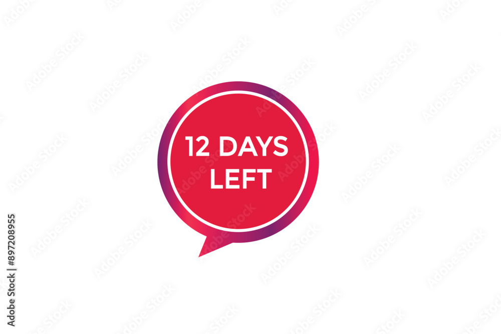 12 days left, icon, stile, timer, countdown, clock, time,  background, template, 12 days left countdown, sticker, left banner, business, sale, label button
