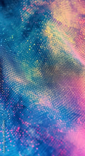 A translucent blue background with a rainbow effect in pointillist stippling, incorporating light magenta and amber shades for a soft, artistic gradient.