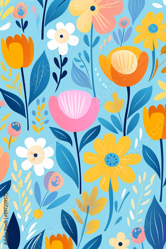 Botanical Watercolor Bougainvillea Bliss Seamless Watercolor Gerbera Daisy Delights