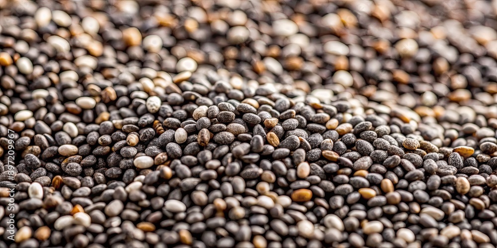 Close up of Chia seeds with selective focus, creating an abstract background , Chia seeds, superfood, healthy Close up of Chia seeds with selective focus, creating an abstract background , Chia seeds, superfood, healthy