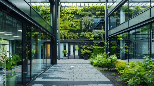 Modern office with green environment. Business building with ecology green.  © Mentari
