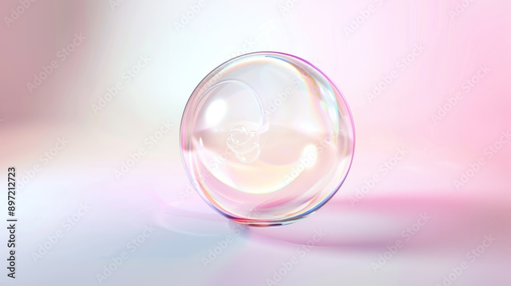 Shiny Iridescent Sphere on a Pink Background Shiny Iridescent Sphere on a Pink Background
