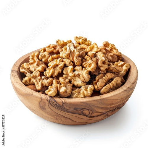 A Wooden Bowl Filled with Walnut Halves