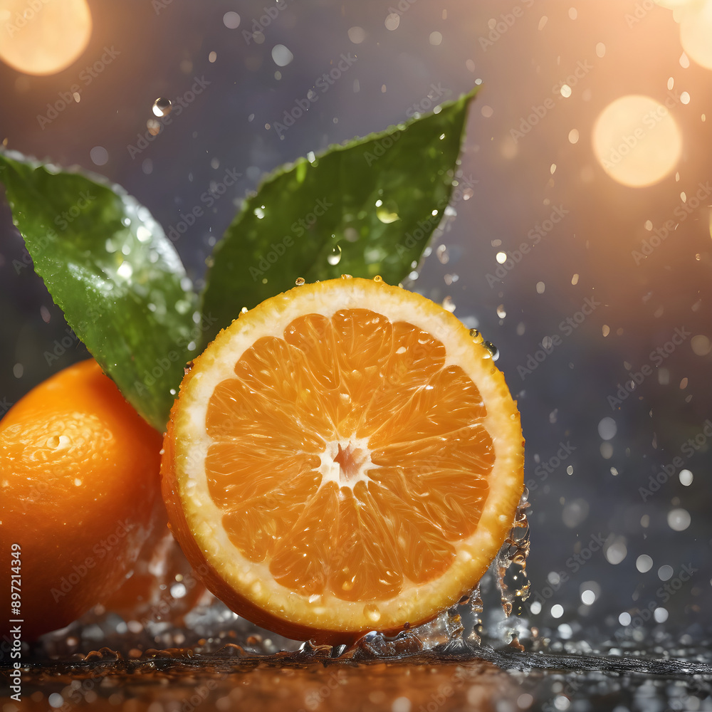 orange slices with water drops orange slices with water drops