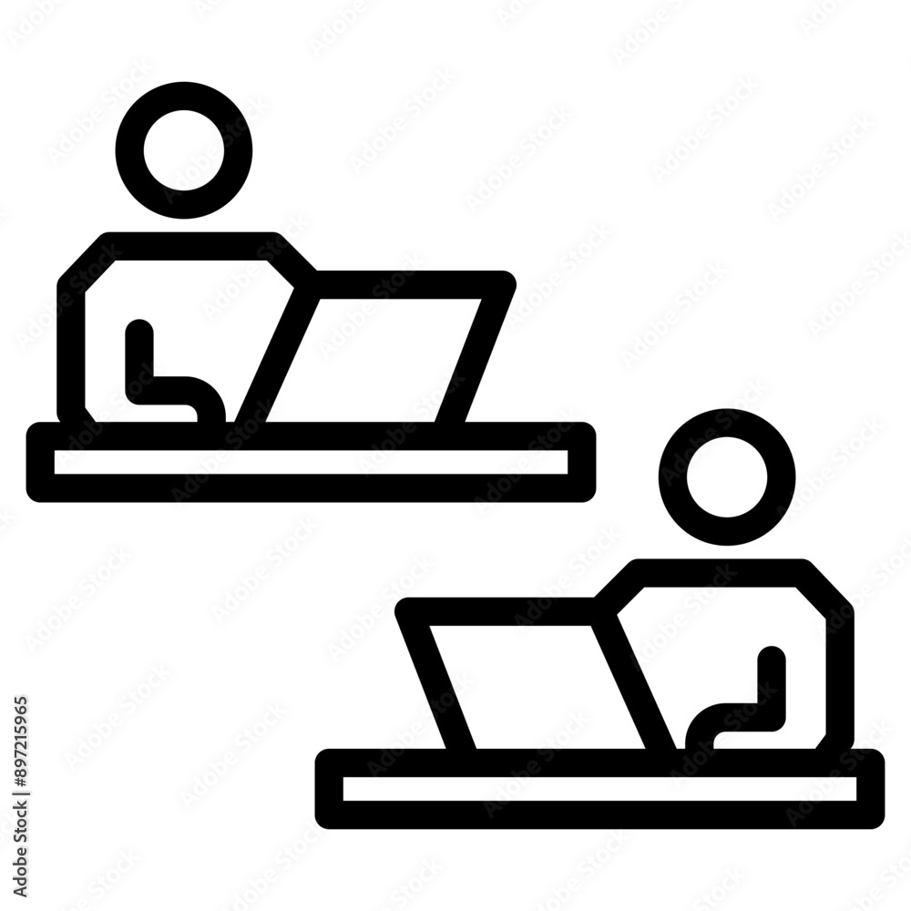 Icon of Person working from home on the computers