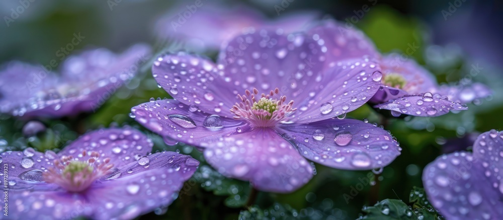 Purple Flowers Covered in Dew Drops Purple Flowers Covered in Dew Drops