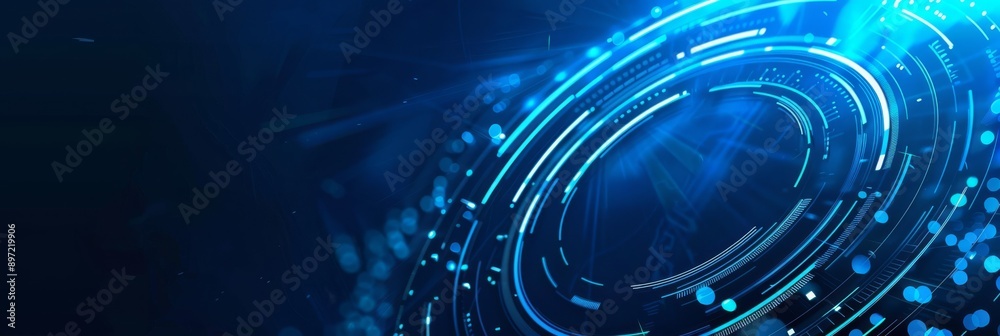 Blue abstract digital circles background with glowing light effects, representing a futuristic technology concept Blue abstract digital circles background with glowing light effects, representing a futuristic technology concept