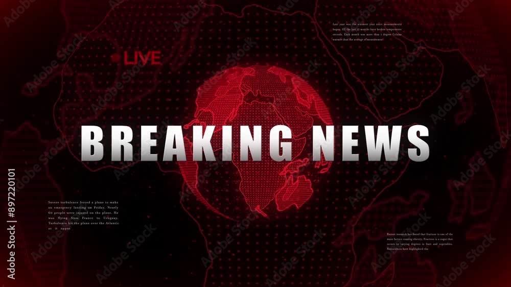 Breaking News intro for TV broadcast news show program.the globe spins in futuristic style.Background for news report and breaking news.
