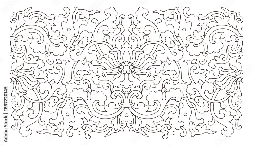 Continuous enamel and cloisonné floral decorative pattern on both sides.