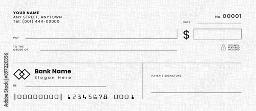  Blank check, bank cheque design, vector format