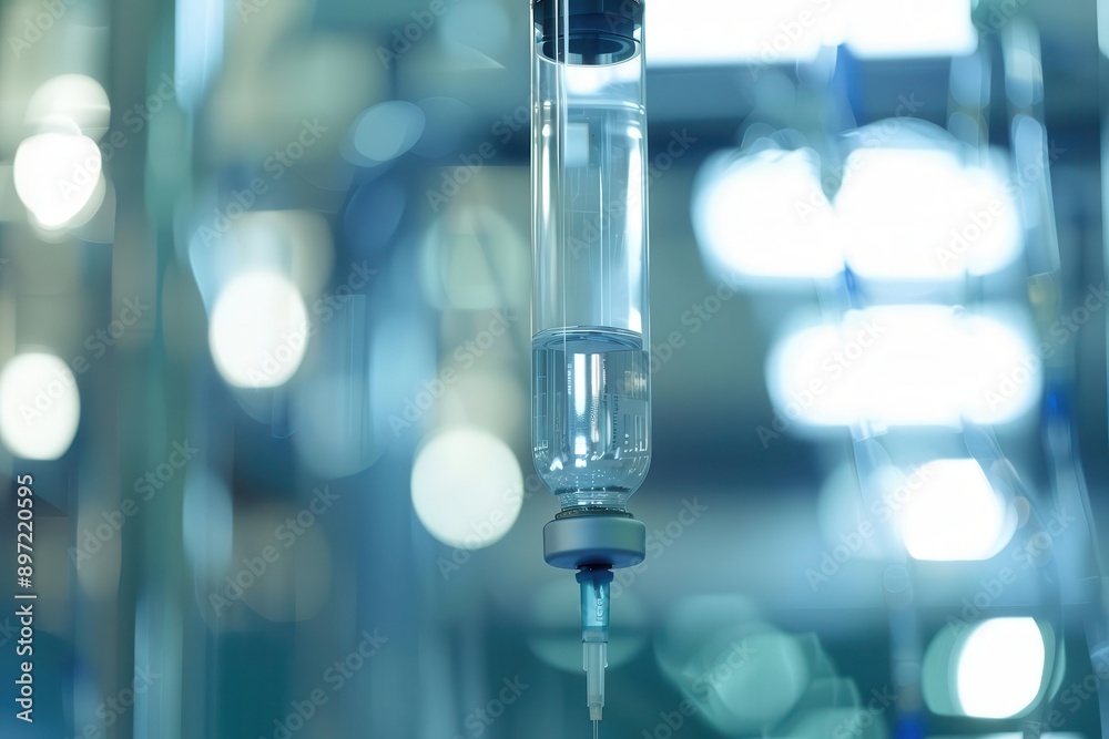 closeup of intravenous drip in sterile hospital setting transparent liquid flowing through tube symbolizing medical care and treatment in soft focus background closeup of intravenous drip in sterile hospital setting transparent liquid flowing through tube symbolizing medical care and treatment in soft focus background