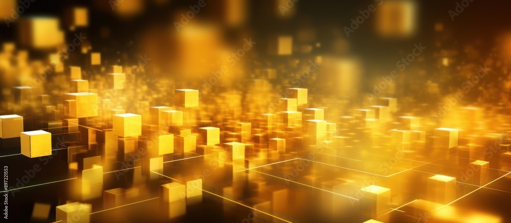 Obraz premium Abstract Golden Cubes on a Grid