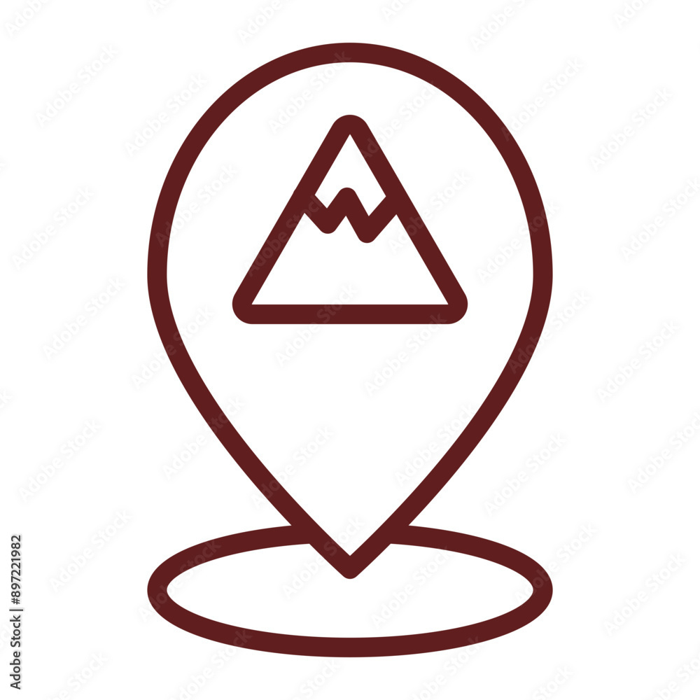 Hill Map Vector Line Maroon Icon Design Hill Map Vector Line Maroon Icon Design