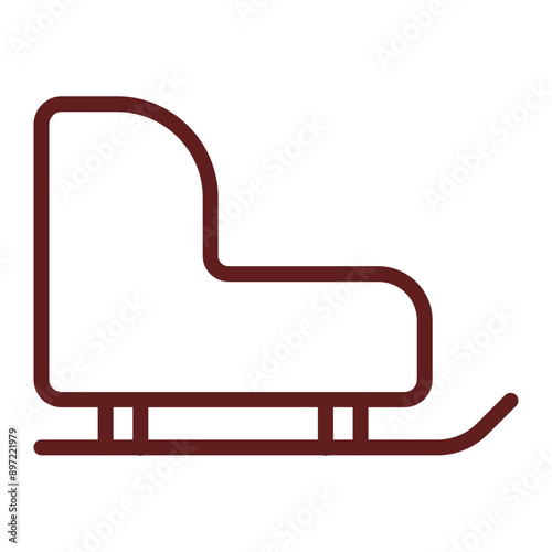 Sled Vector Line Maroon Icon Design