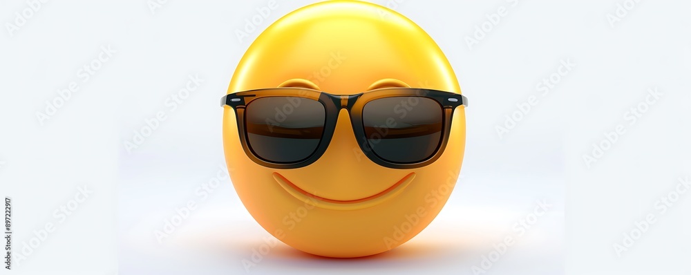 emoji icon of a face with sunglasses showing a cool and relaxed expression in bright yellow set against a white background The design is crisp and clean emoji icon of a face with sunglasses showing a cool and relaxed expression in bright yellow set against a white background The design is crisp and clean