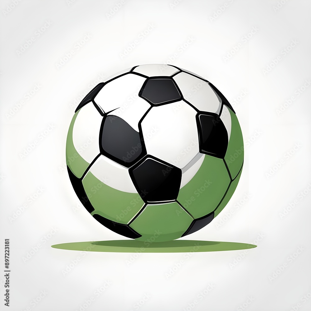 Obraz premium black soccer ball illustration for football match graphics, sports equipment branding, game day marketing materials, athletic promotions, and competitive play scenes