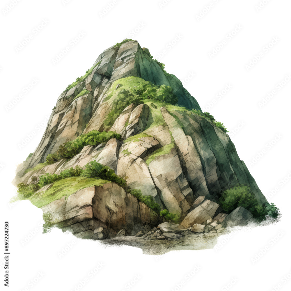 rock in the mountains watercolor isolated on transparent background cutout rock in the mountains watercolor isolated on transparent background cutout