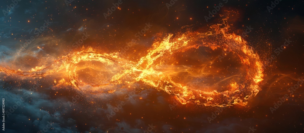 Fototapeta premium Fiery Infinity Symbol Against a Starry Sky