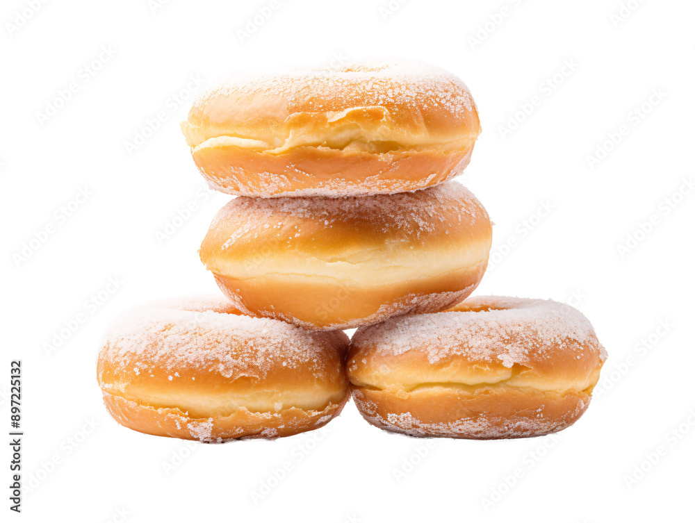 a stack of donuts with powdered sugar a stack of donuts with powdered sugar