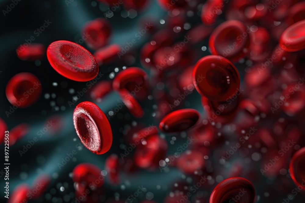 Blood cells flowing through a vein, a microscopic view Blood cells flowing through a vein, a microscopic view