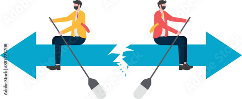 Team conflict direction, team split, business concept, wb and articles design,vector

