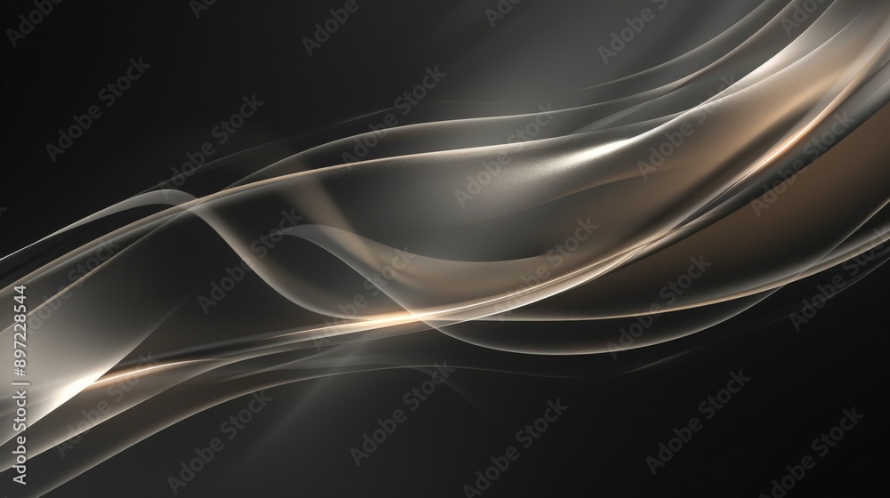 Naklejka premium Elegant gold wave abstract background on dark backdrop, perfect for technology or business themes