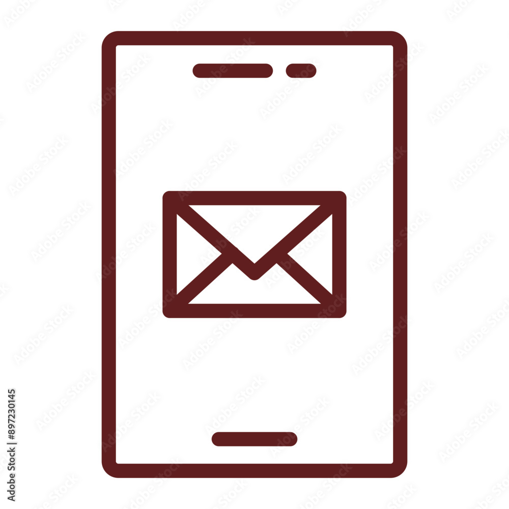 Smartphone Vector Line Maroon Icon Design Smartphone Vector Line Maroon Icon Design