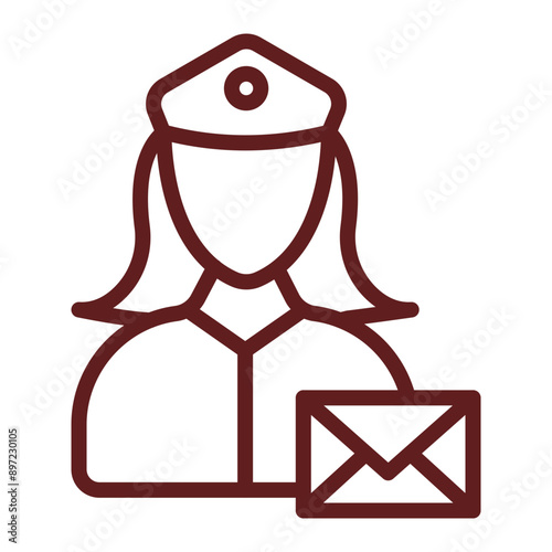 Post Women Vector Line Maroon Icon Design