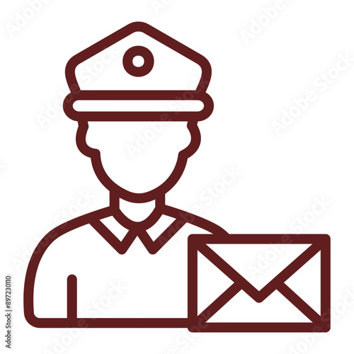 Postman Vector Line Maroon Icon Design