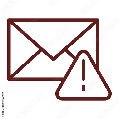 Warning Vector Line Maroon Icon Design