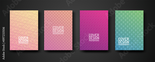 set cover design with modern geometric lines textured pattern and colorful dynamic gradation