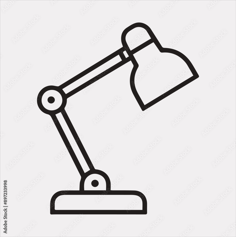 Desk lamp line Art silhouette vector on a white background Desk lamp line Art silhouette vector on a white background
