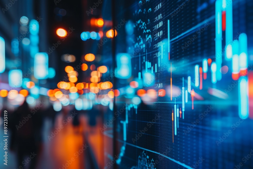 This photo captures a city street at night, with the lights and movement creating a blurry effect, High volume trading days during major economic events timeline, AI Generated This photo captures a city street at night, with the lights and movement creating a blurry effect, High volume trading days during major economic events timeline, AI Generated