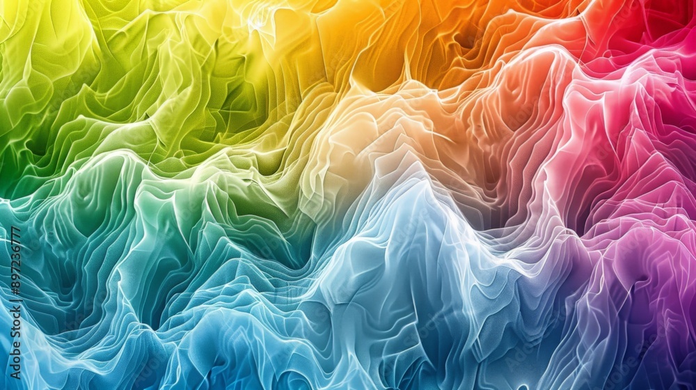 Obraz premium Vibrant wavy pattern forming in multiple colors, ideal for website backgrounds and banners