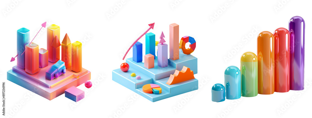 3D Infographic Elements Collection Isolated on Transparent Background 3D Infographic Elements Collection Isolated on Transparent Background