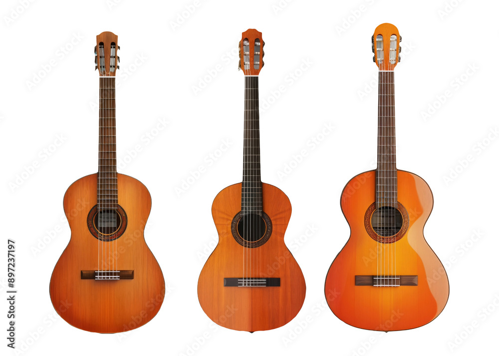 Fototapeta premium Acoustic Guitars Collection Isolated on Transparent Background