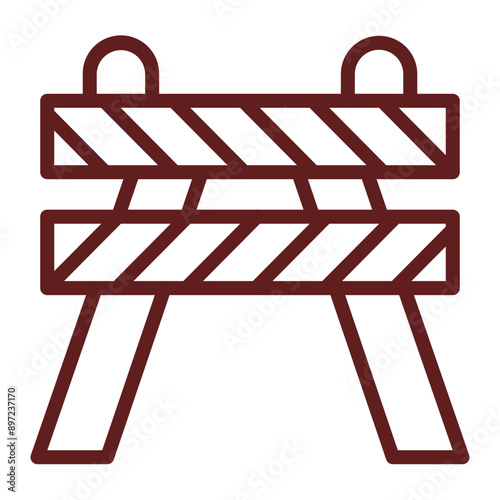 Road Obstruction Vector Line Maroon Icon Design