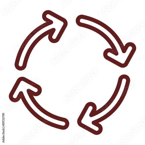 Roundabout Vector Line Maroon Icon Design