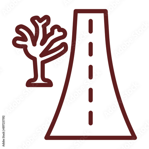 Roadside Vector Line Maroon Icon Design