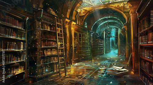 a dark, dark, and eerie looking library
