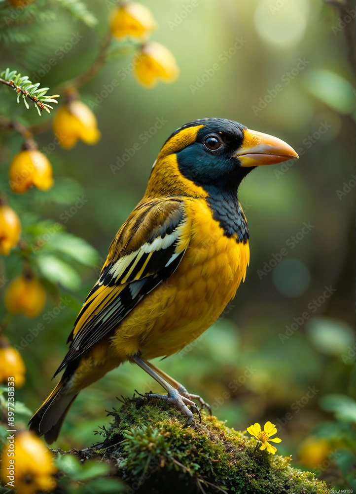 Little blue and yellow bird. Generative AI Little blue and yellow bird. Generative AI