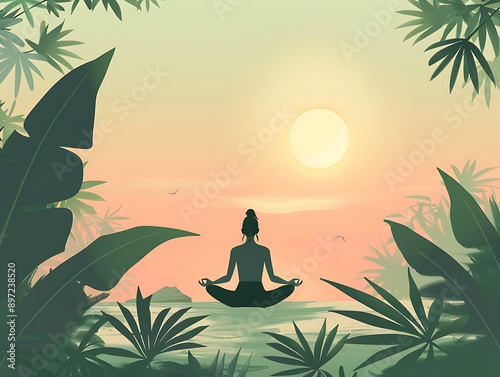 a person sitting in a lotus position in the middle of a jungle
