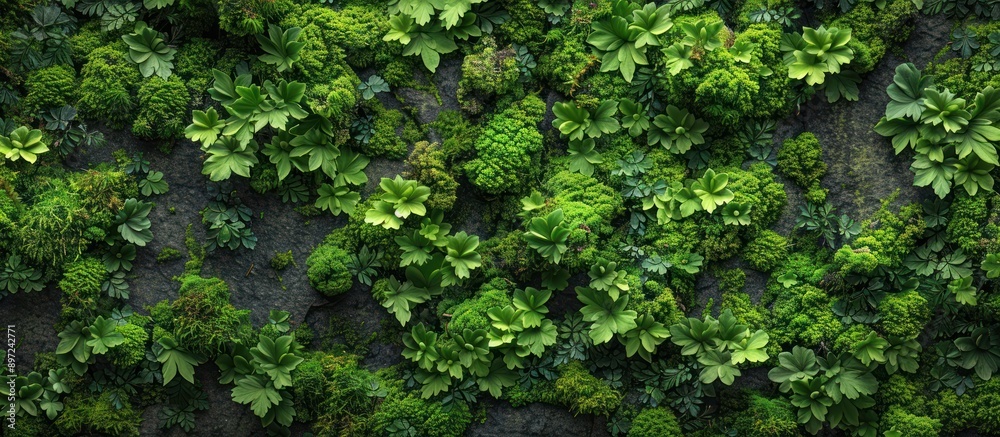 Green Wall of Lush Moss and Foliage Green Wall of Lush Moss and Foliage